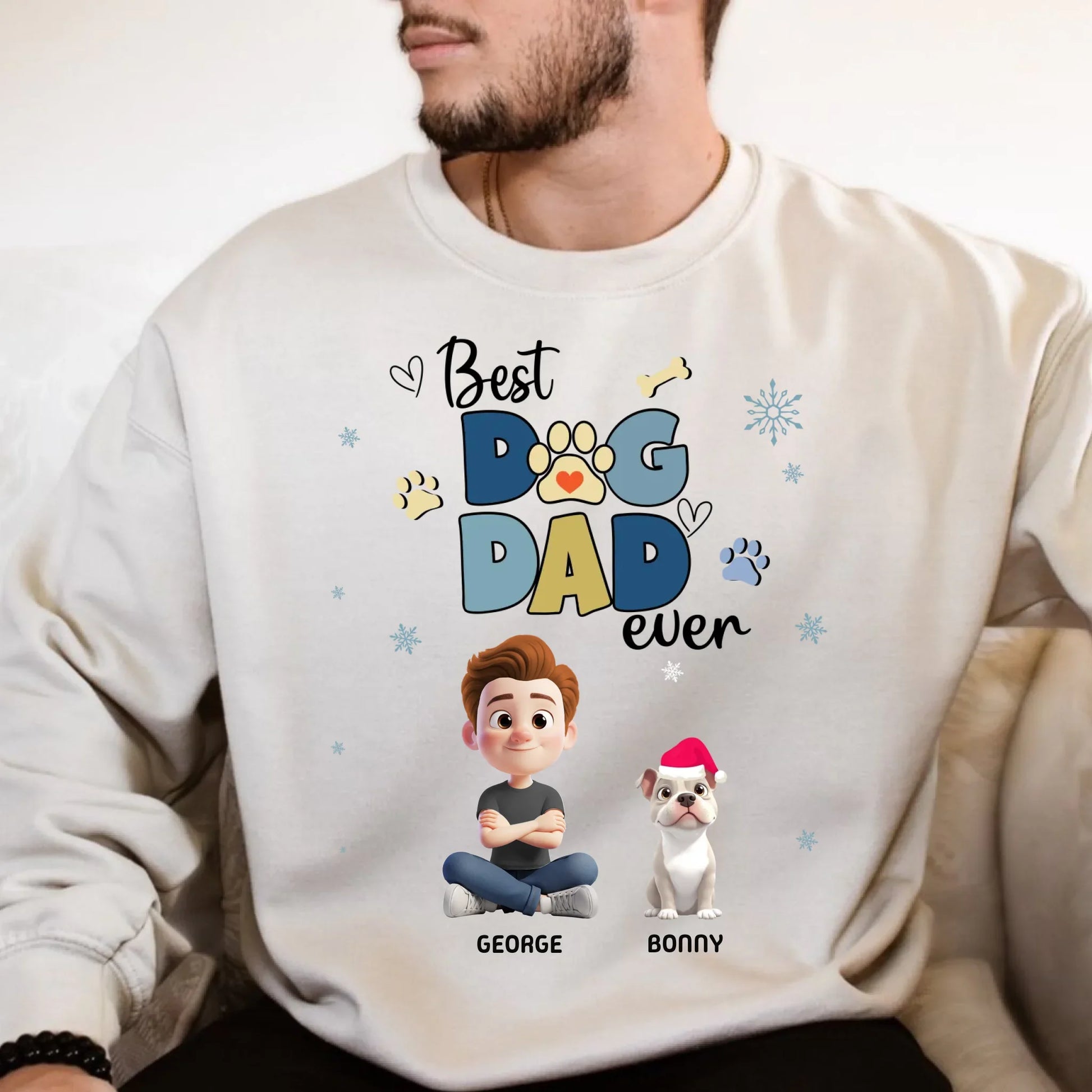 Personalized “Best Dog Dad Ever” Sweatshirt/T-shirt – Custom Dogs, Breeds, Names & Character Hoodie (Image 2)
