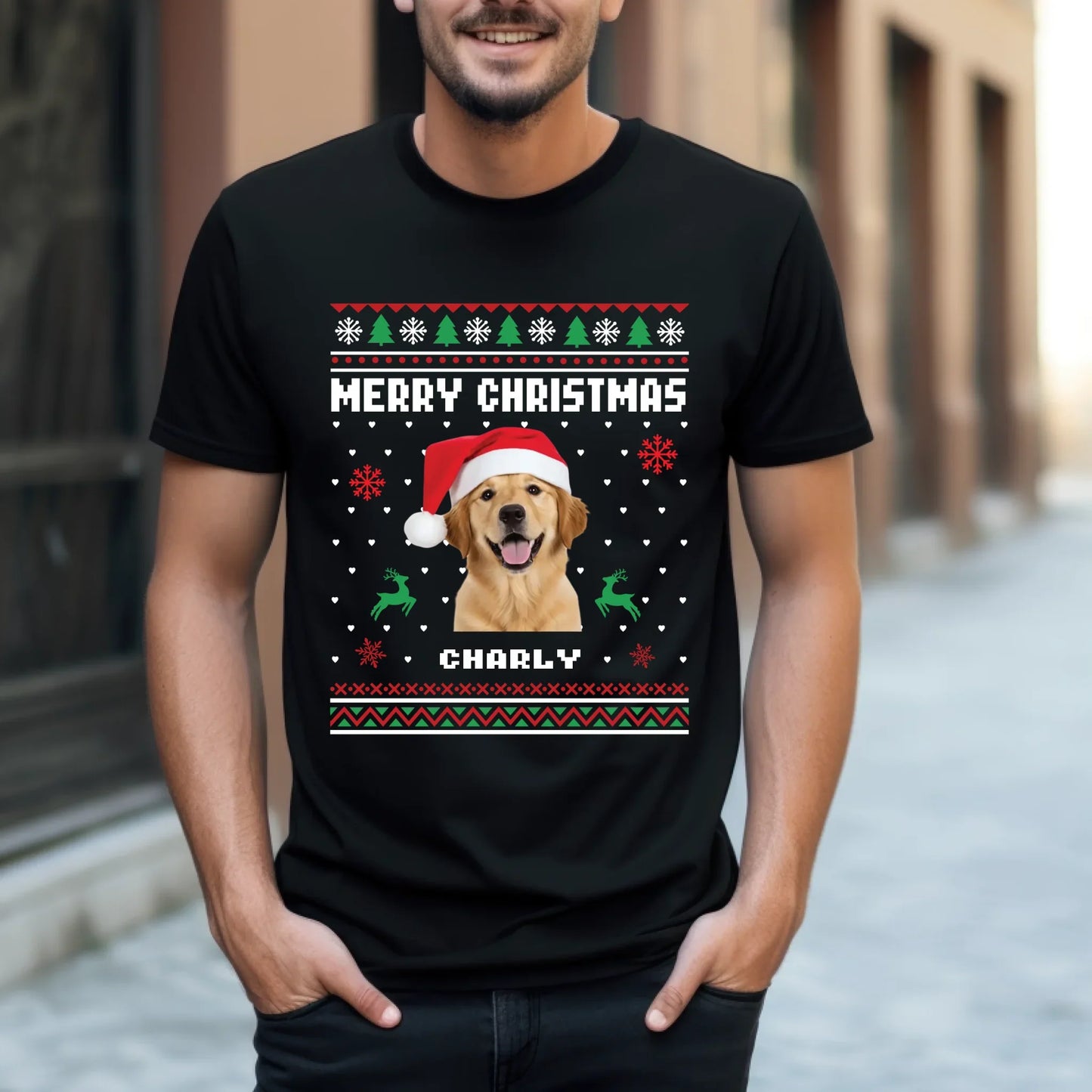 Personalized Merry Christmas Pet T-Shirt – Custom Pet Photo, Name & Sweater Design Hoodie, Sweatshirt (Image 2)