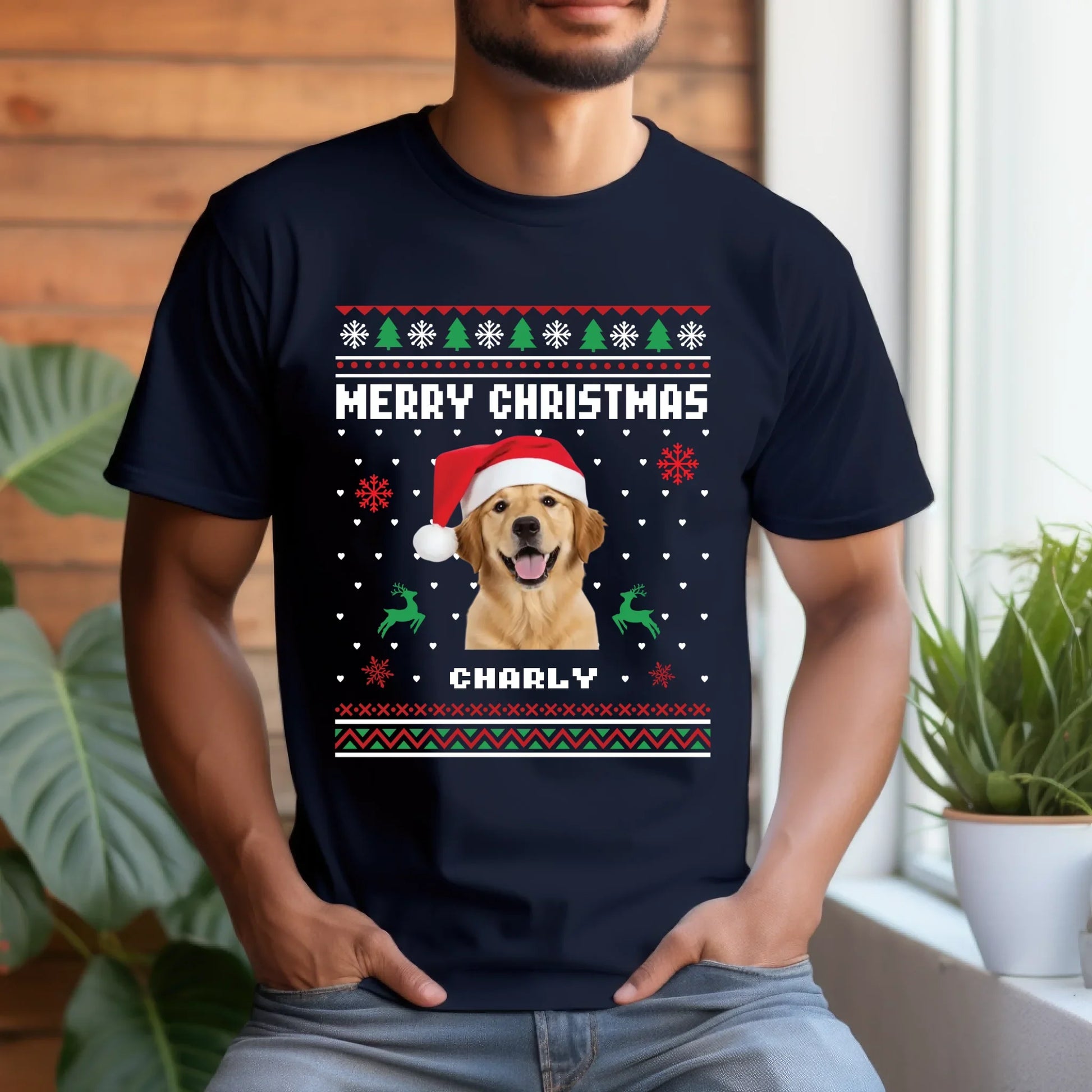 Personalized Merry Christmas Pet T-Shirt – Custom Pet Photo, Name & Sweater Design Hoodie, Sweatshirt (Image 3)