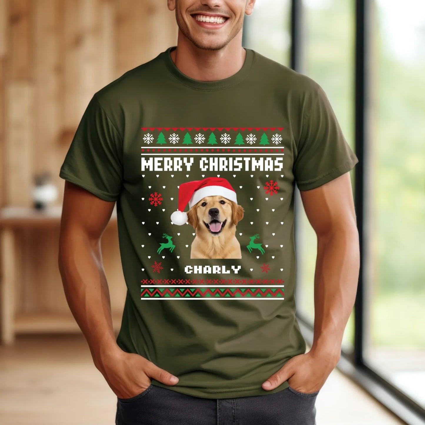 Personalized Merry Christmas Pet T-Shirt – Custom Pet Photo, Name & Sweater Design Hoodie, Sweatshirt (Image 5)