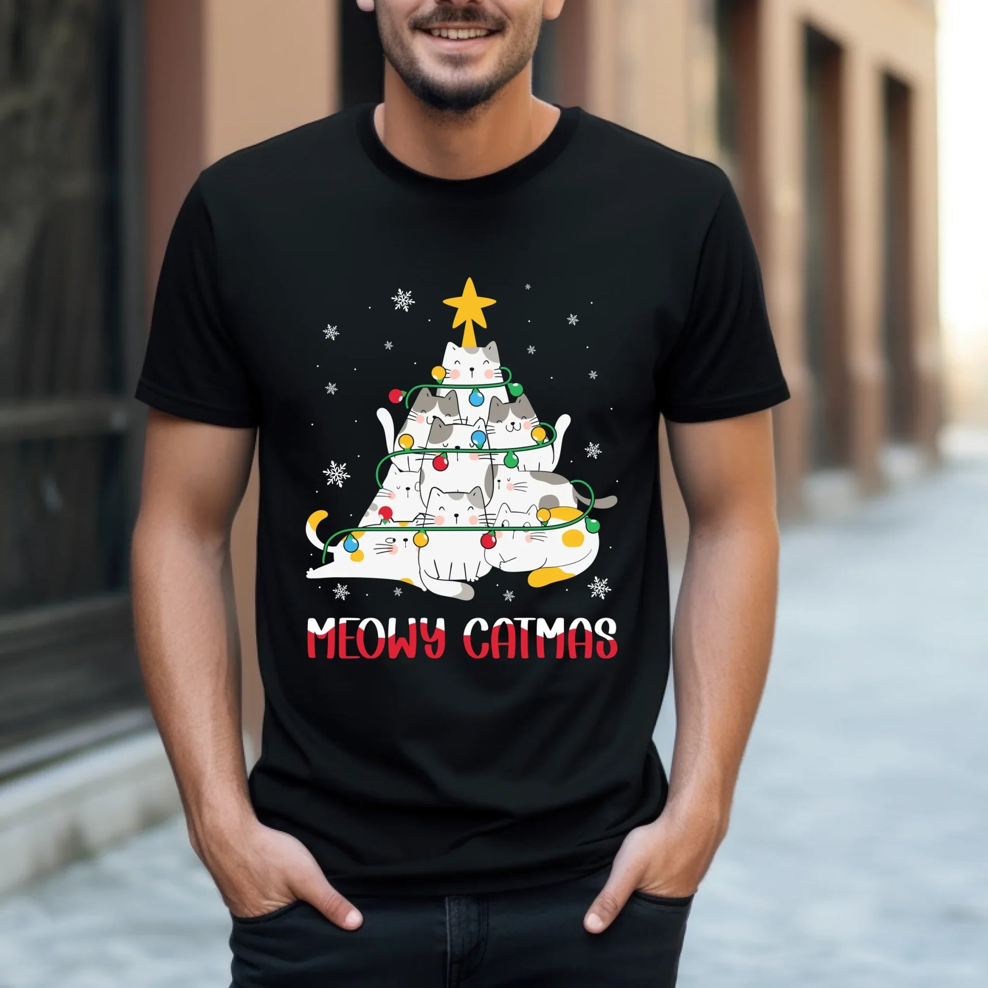 Meowy Catmas Christmas Sweatshirt – Cute Cat Tree Holiday Pullover for Cat Lovers T-Shirts, Hoodie (Image 2)