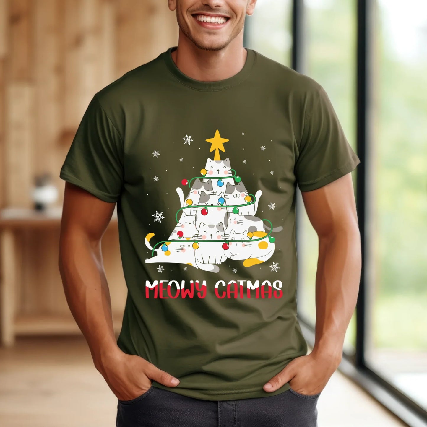 Meowy Catmas Christmas Sweatshirt – Cute Cat Tree Holiday Pullover for Cat Lovers T-Shirts, Hoodie (Image 5)
