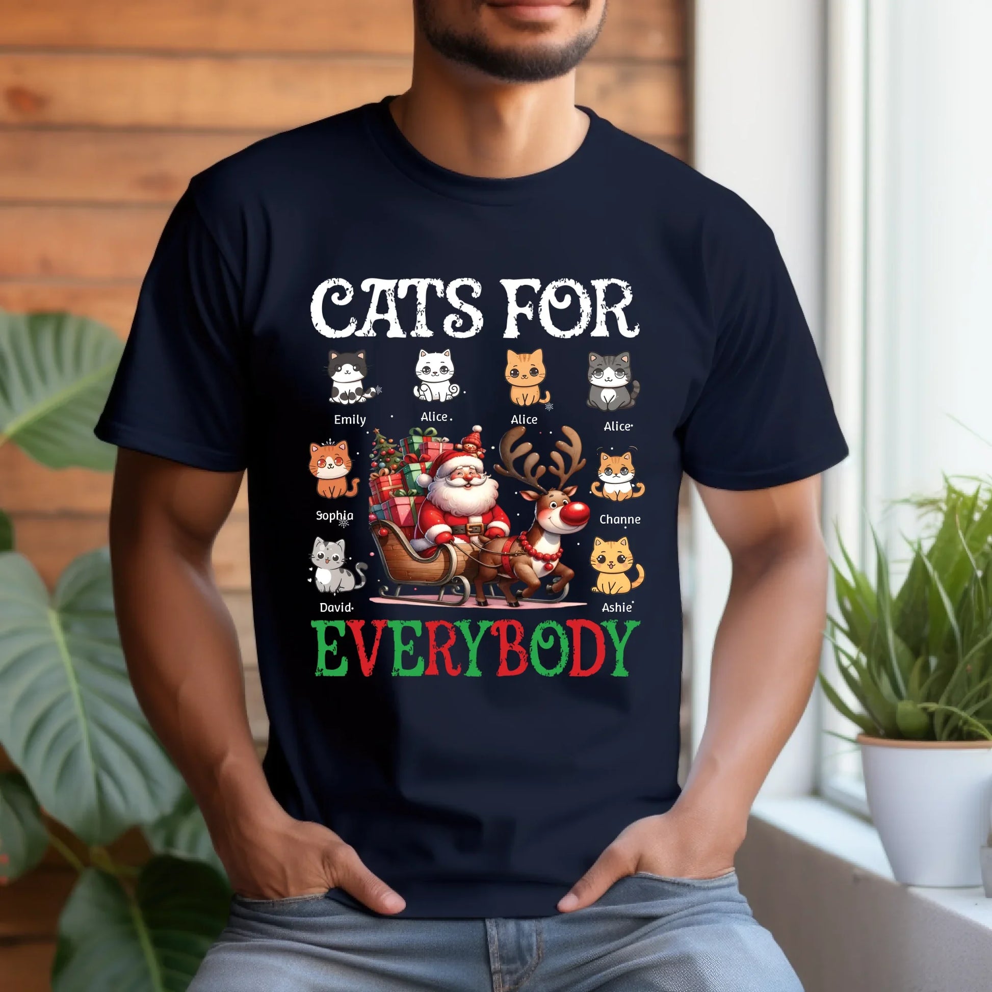 Personalized Cats for Everybody Christmas Sweatshirt – Custom Cat Characters & Names Holiday Sweater T-Shirts,... (Image 3)