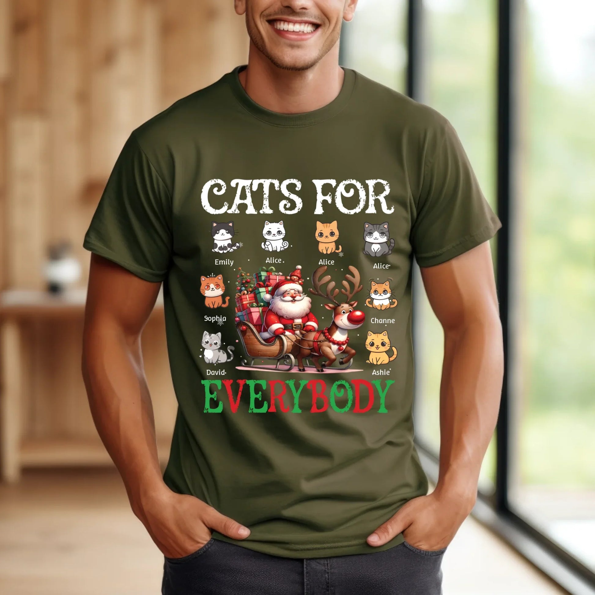 Personalized Cats for Everybody Christmas Sweatshirt – Custom Cat Characters & Names Holiday Sweater T-Shirts,... (Image 5)