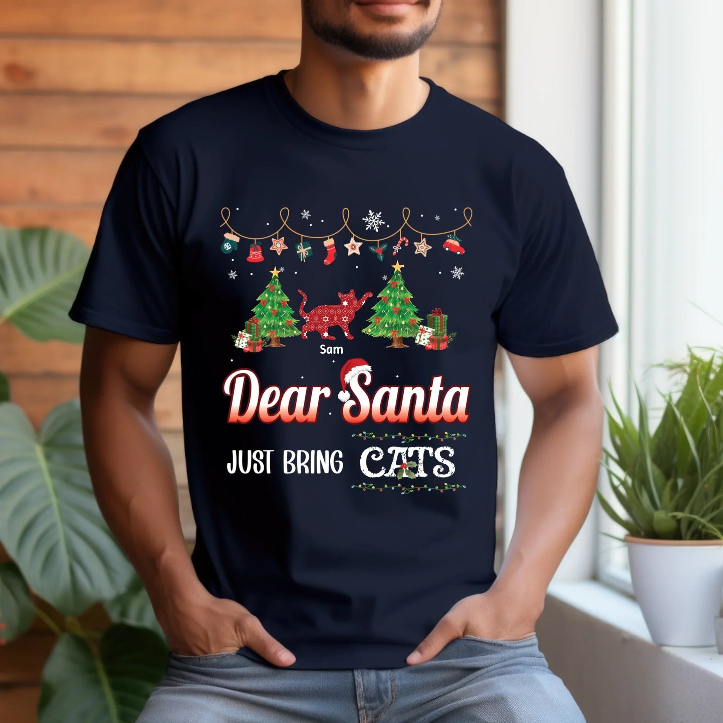 Personalized “Dear Santa Just Bring Cats” Christmas Sweatshirt – Custom Cat Names & Festive Holiday Sweater... (Image 3)