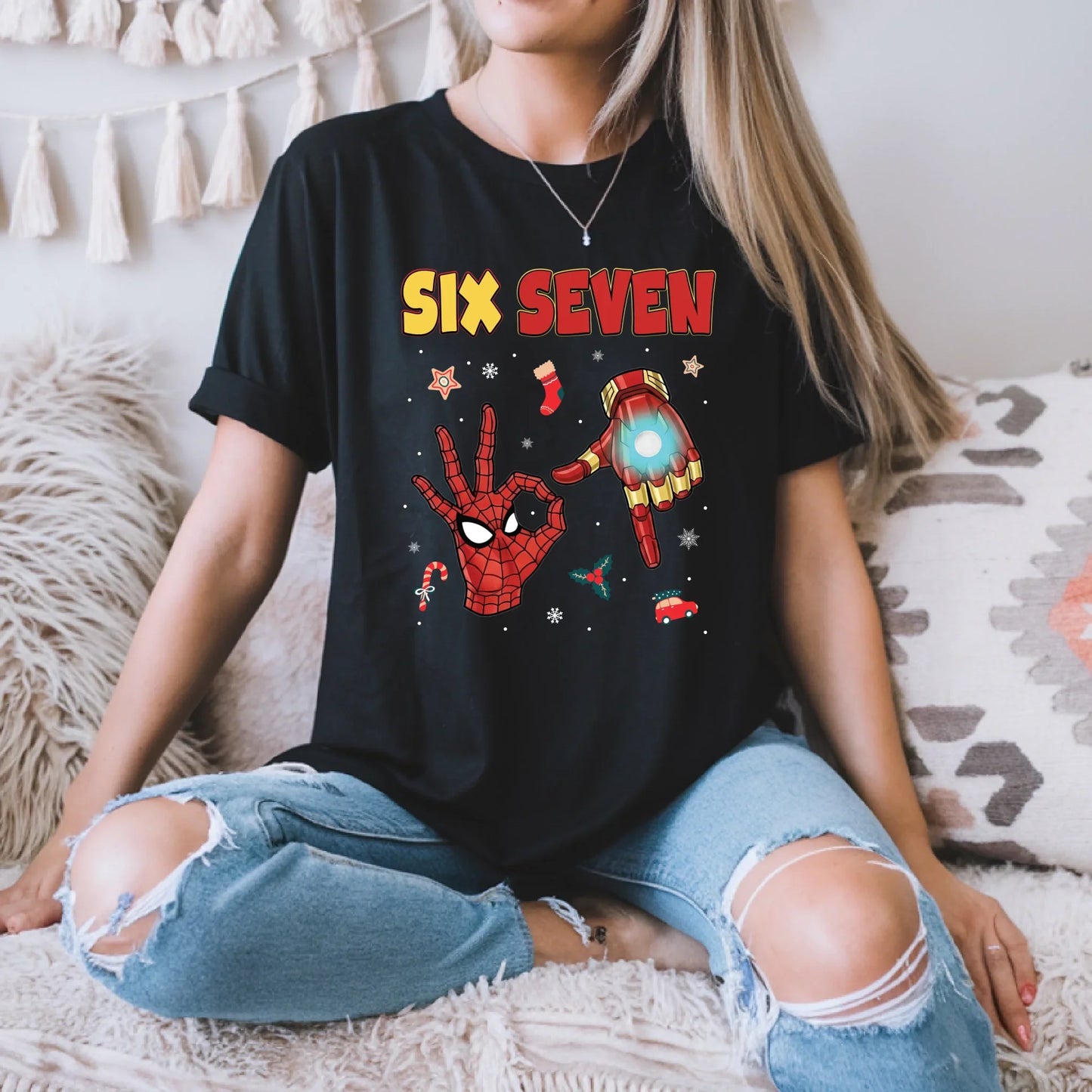 “Six Seven Superhero Edition” T-Shirt & Sweater – Fun Christmas Graphic Outfit for Fans Hoodie, Sweatshirt (Image 1)