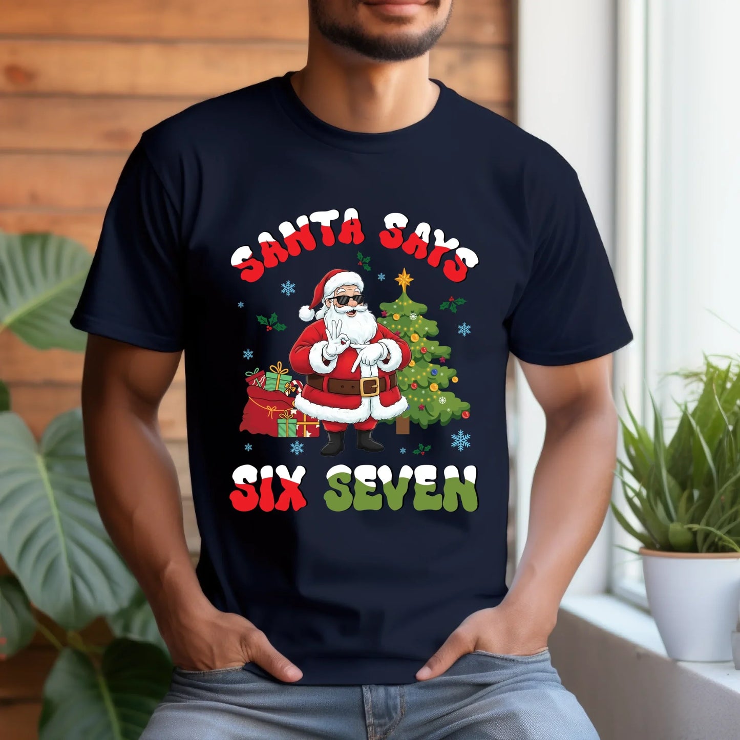“Santa Says Six Seven” T-Shirt & Sweater – Funny Christmas Santa Outfit Hoodie, Sweatshirt | InkThreadWorks.com (Image 3)