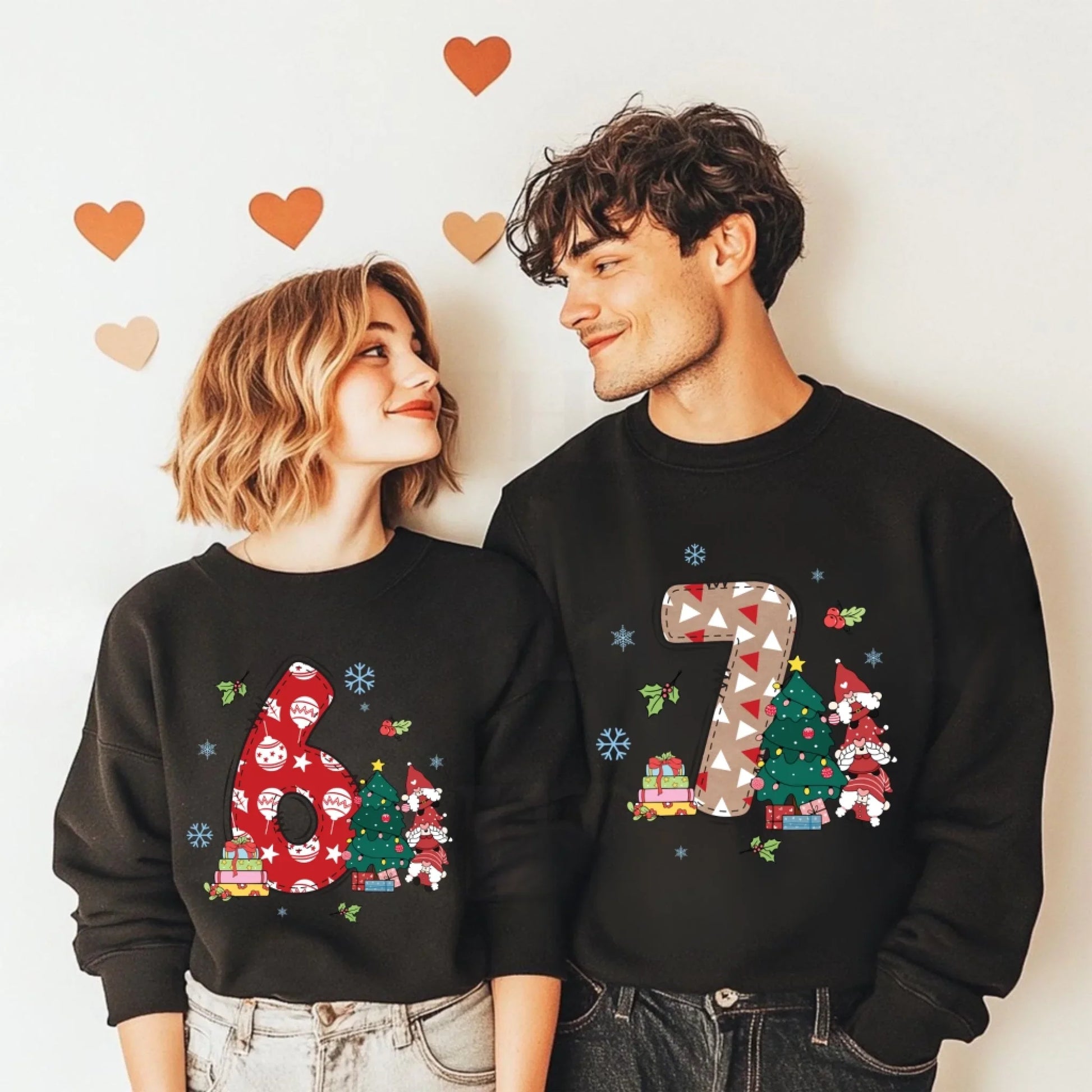 “6 & 7 Christmas Couple Edition” Matching T-Shirts & Sweaters – Cute Holiday Outfit for Couples Hoodie, Sweatshirt (Image 1)