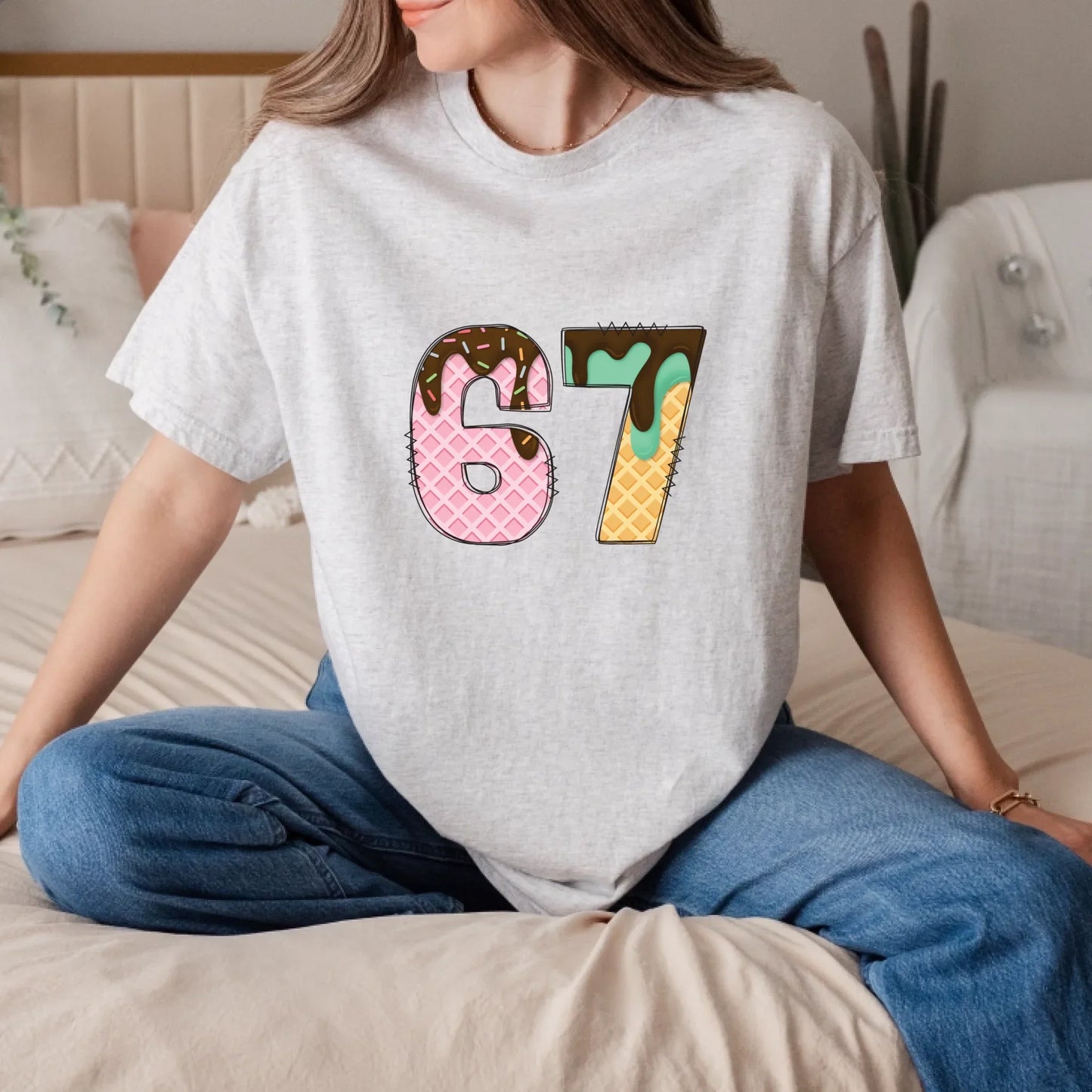 “67 Ice Cream Edition” T-Shirt & Sweater – Fun Dessert Style Outfit Hoodie, Sweatshirt | InkThreadWorks.com (Image 3)