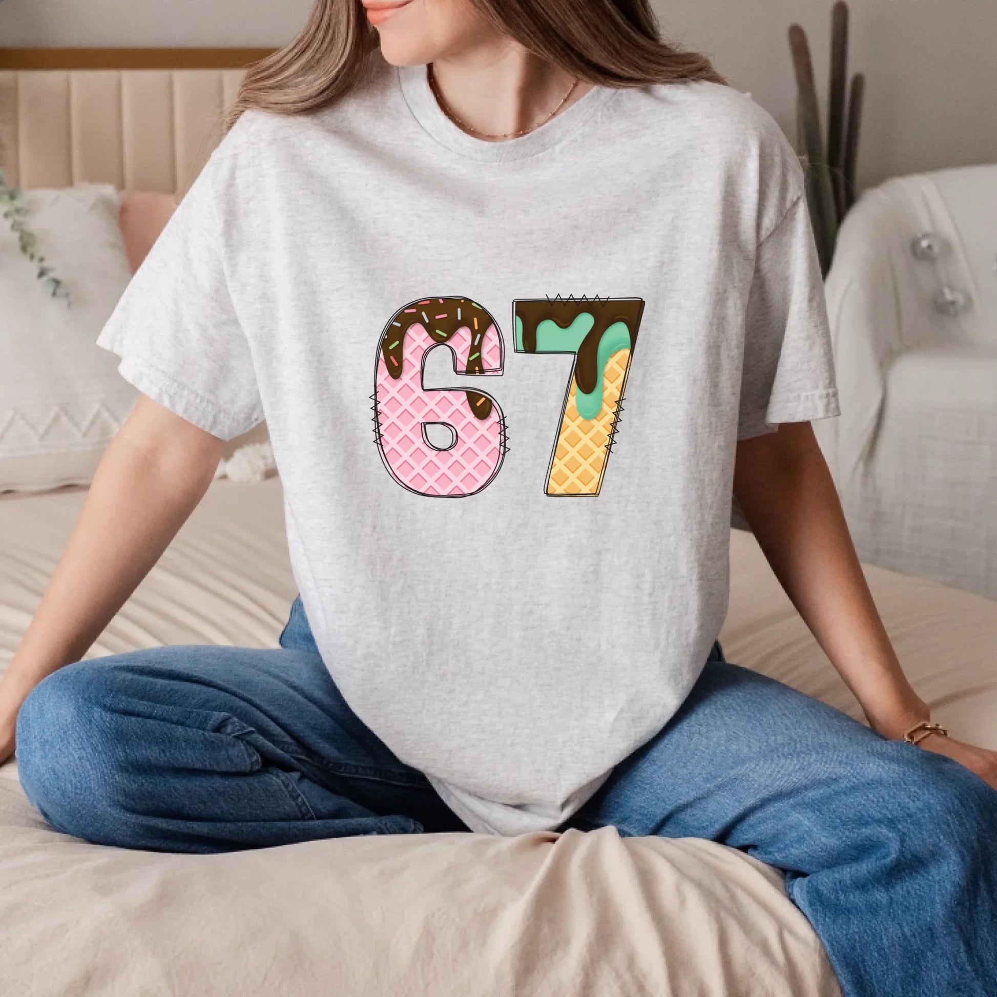 “67 Ice Cream Edition” T-Shirt & Sweater – Fun Dessert Style Outfit Hoodie, Sweatshirt | InkThreadWorks.com (Image 3)