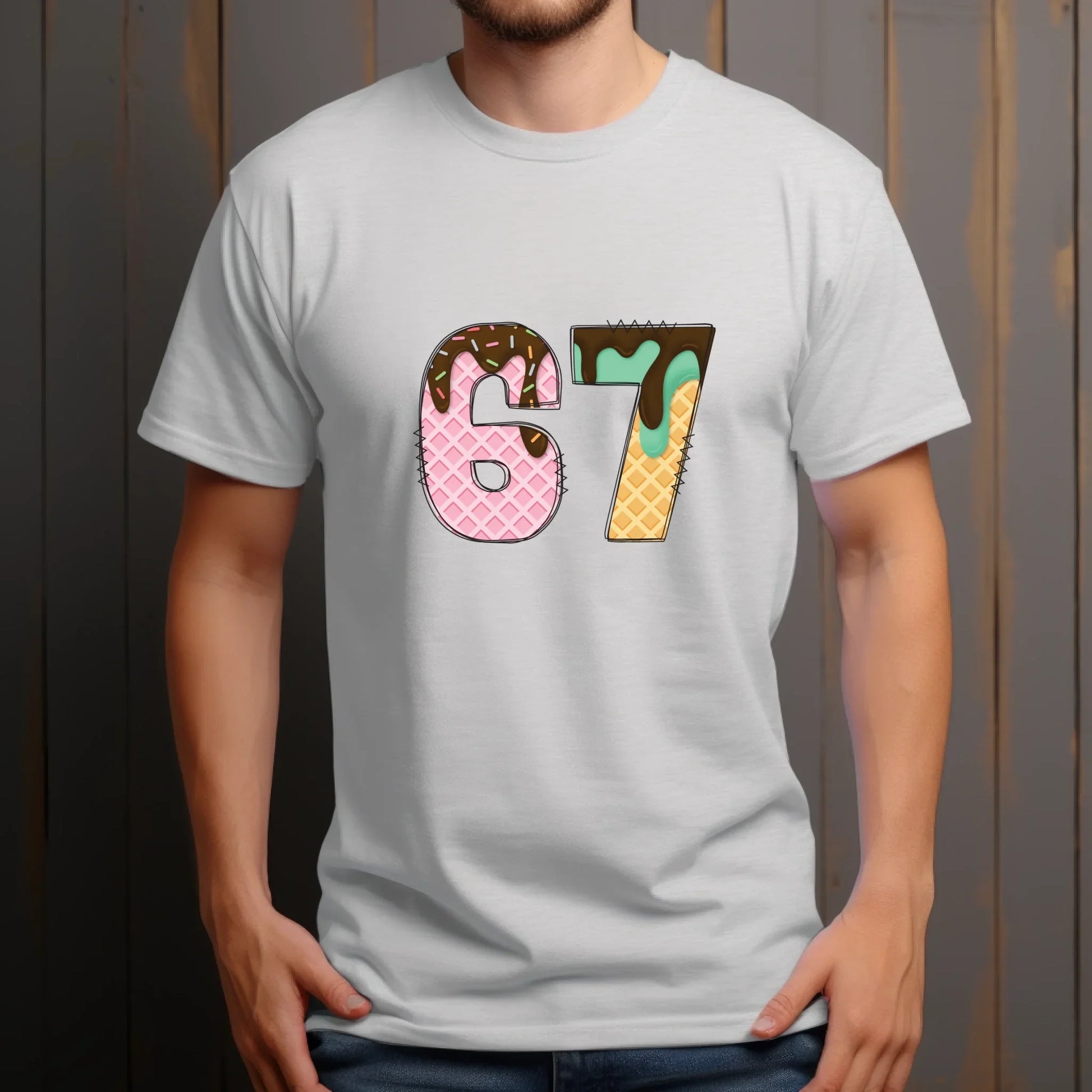 “67 Ice Cream Edition” T-Shirt & Sweater – Fun Dessert Style Outfit Hoodie, Sweatshirt | InkThreadWorks.com (Image 4)