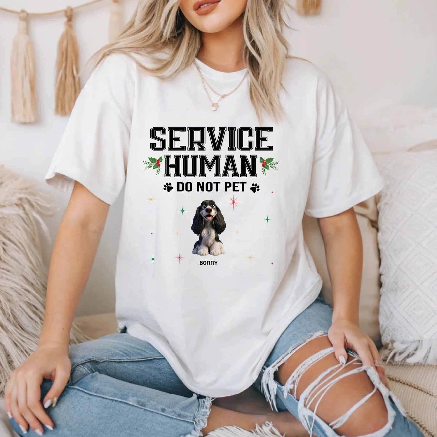 Personalized “Service Human – Do Not Pet” Sweatshirt – Custom Dog Breeds, Names & Number of Pets T-Shirts, Hoodie (Image 1)