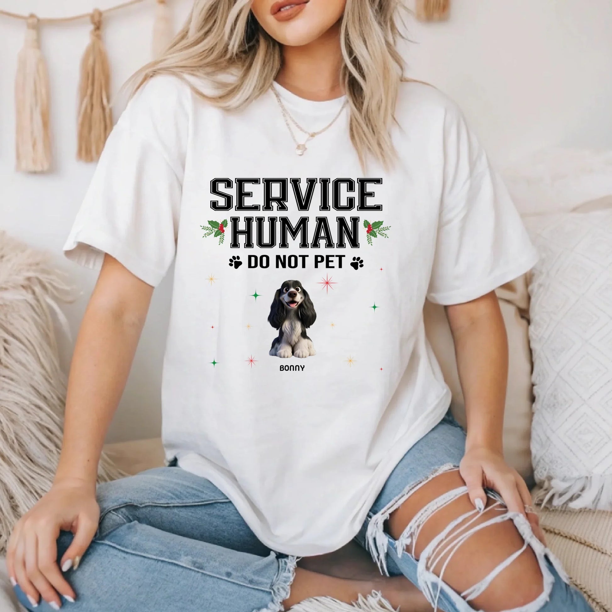 Personalized “Service Human – Do Not Pet” Sweatshirt – Custom Dog Breeds, Names & Number of Pets T-Shirts, Hoodie (Image 1)