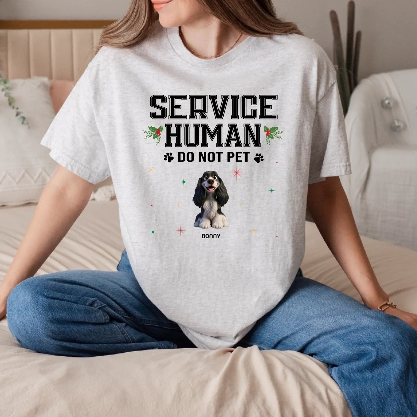 Personalized “Service Human – Do Not Pet” Sweatshirt – Custom Dog Breeds, Names & Number of Pets T-Shirts, Hoodie (Image 3)