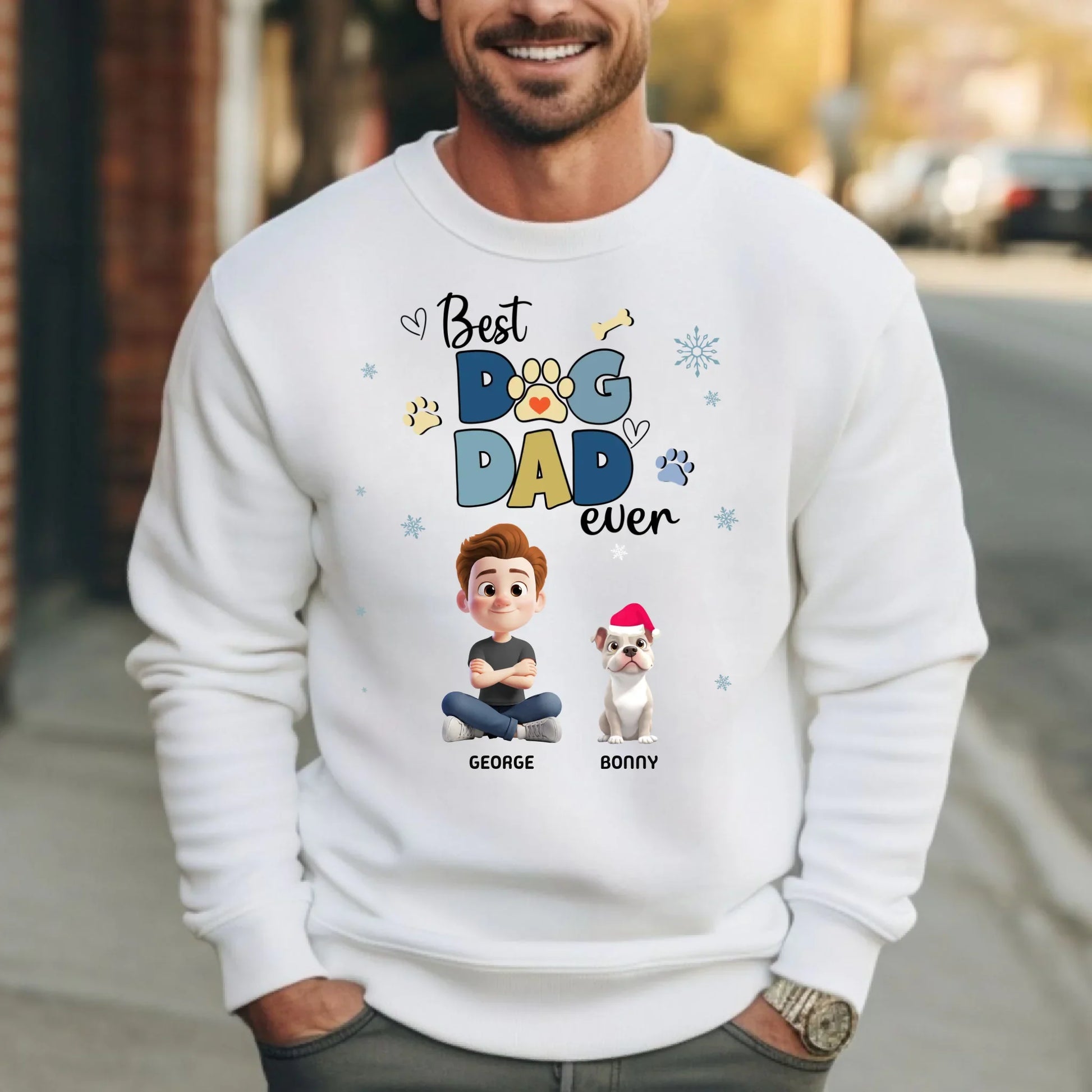 Personalized “Best Dog Dad Ever” Sweatshirt/T-shirt – Custom Dogs, Breeds, Names & Character Hoodie (Image 1)