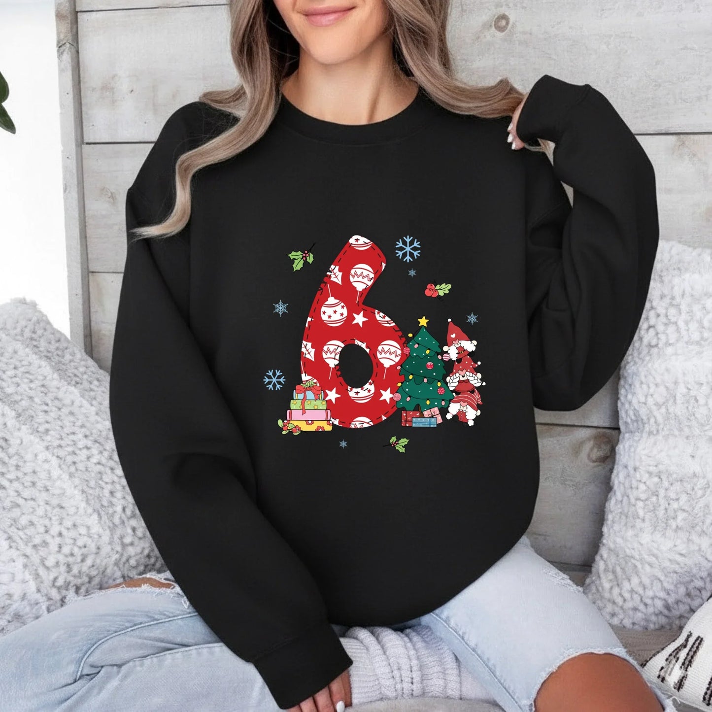 “6 & 7 Christmas Couple Edition” Matching T-Shirts & Sweaters – Cute Holiday Outfit for Couples Hoodie, Sweatshirt (Image 3)