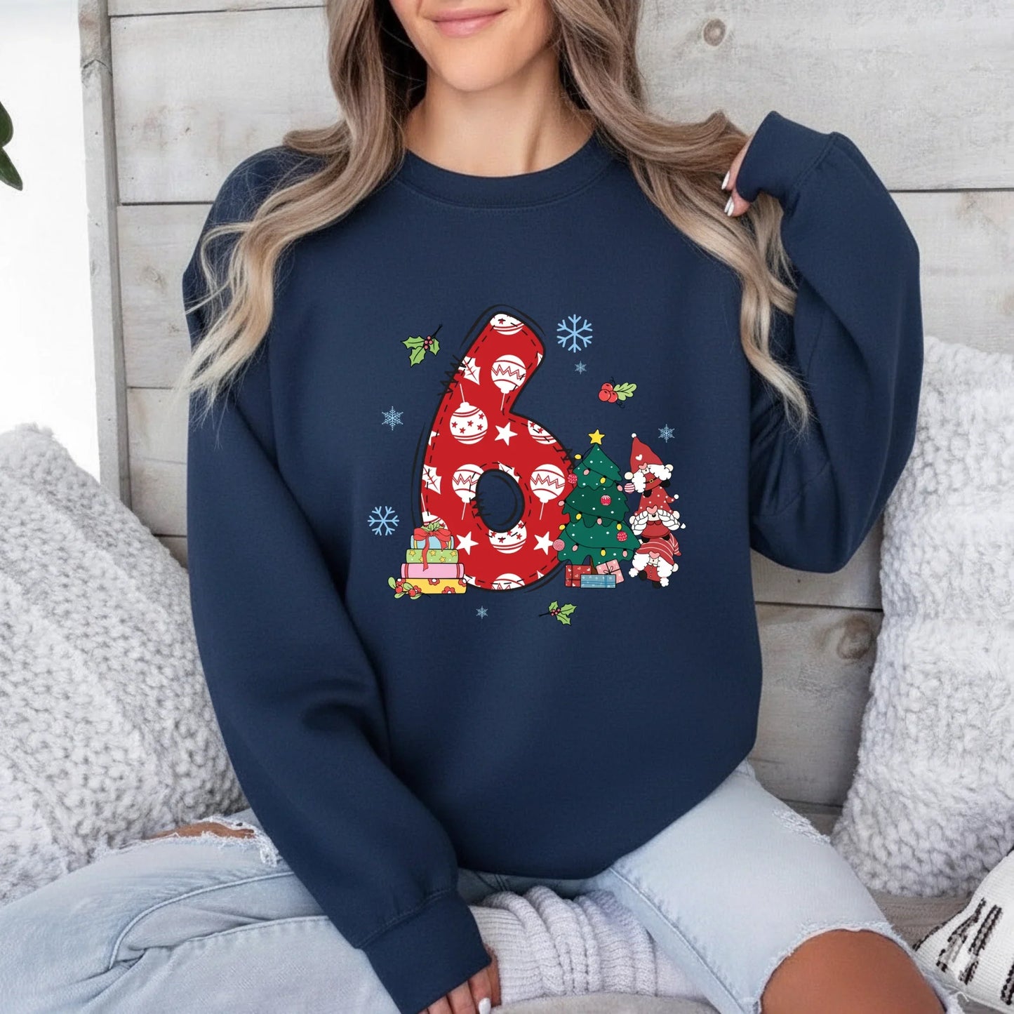 “6 & 7 Christmas Couple Edition” Matching T-Shirts & Sweaters – Cute Holiday Outfit for Couples Hoodie, Sweatshirt (Image 5)