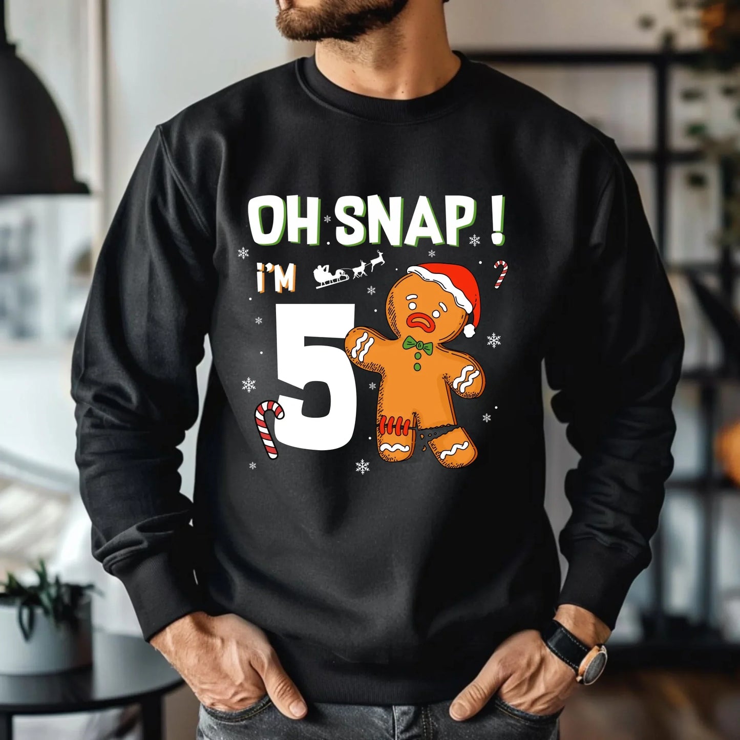 “Oh Snap! I’m [Age]” Gingerbread Christmas Birthday Sweatshirt – Funny Holiday Birthday Shirt Hoodie (Image 1)