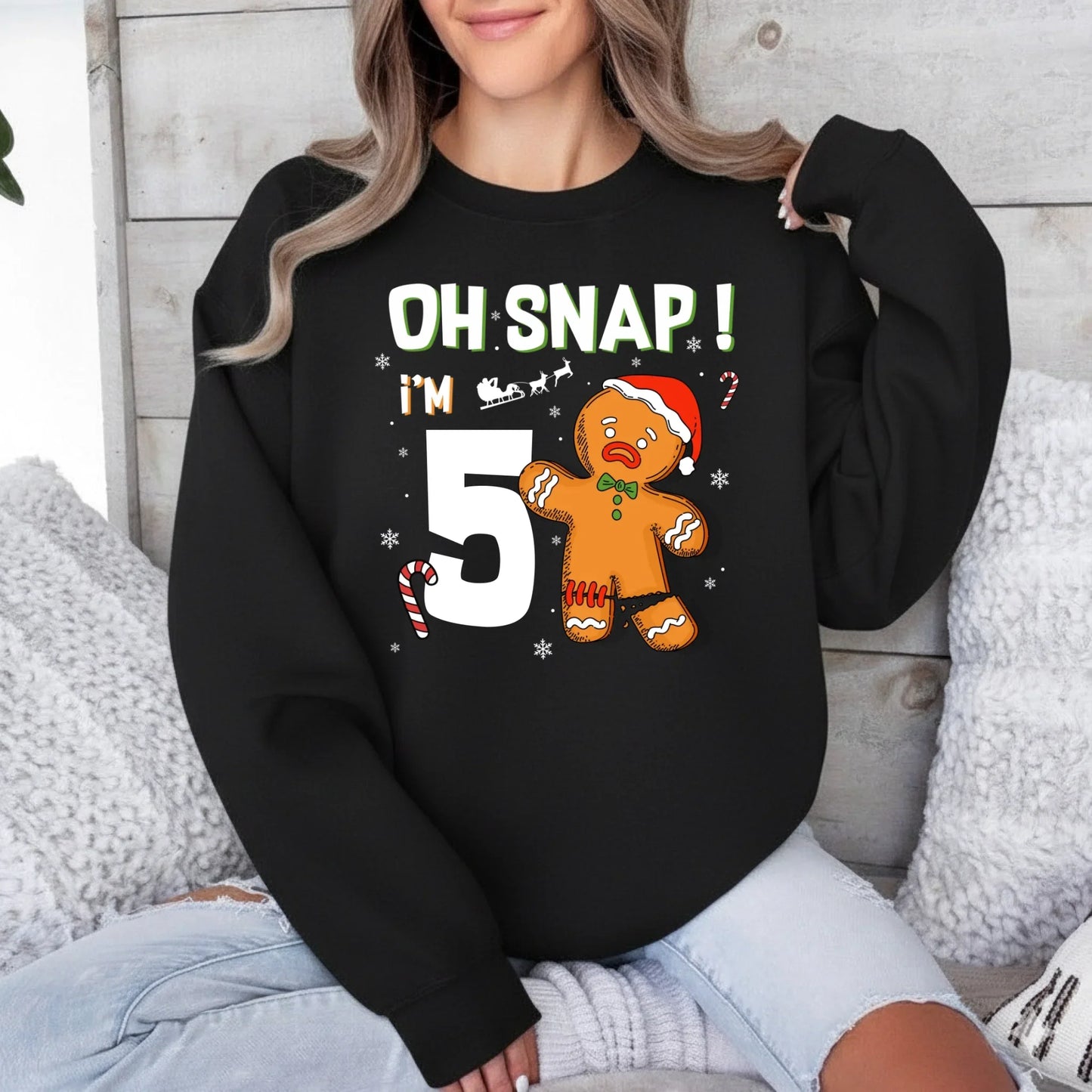 “Oh Snap! I’m [Age]” Gingerbread Christmas Birthday Sweatshirt – Funny Holiday Birthday Shirt Hoodie (Image 2)