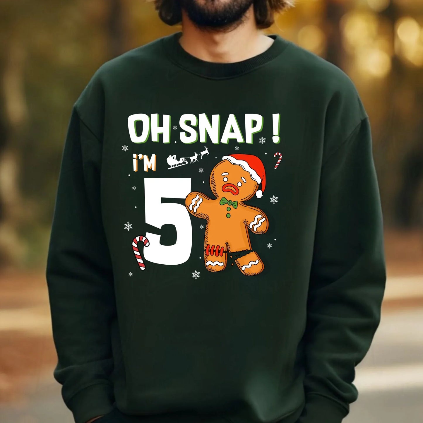 “Oh Snap! I’m [Age]” Gingerbread Christmas Birthday Sweatshirt – Funny Holiday Birthday Shirt Hoodie (Image 3)