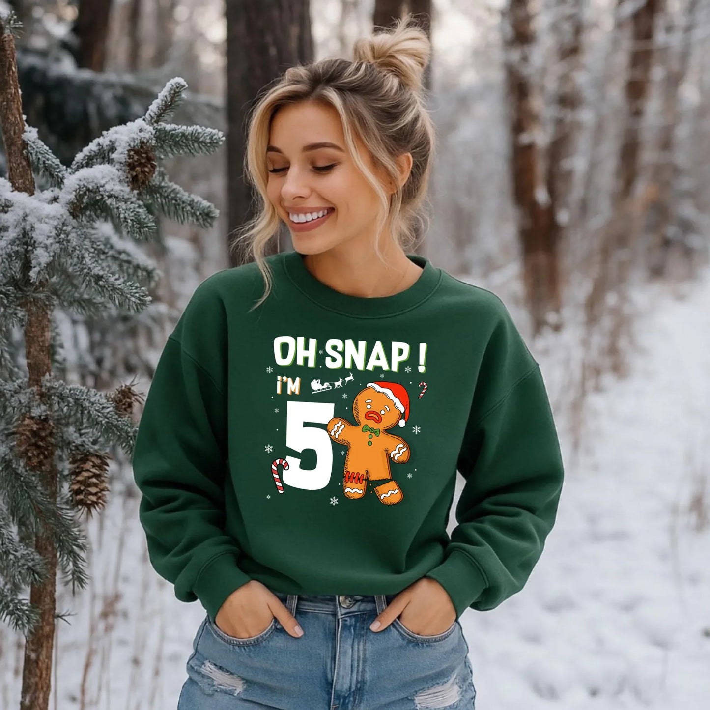 “Oh Snap! I’m [Age]” Gingerbread Christmas Birthday Sweatshirt – Funny Holiday Birthday Shirt Hoodie (Image 4)
