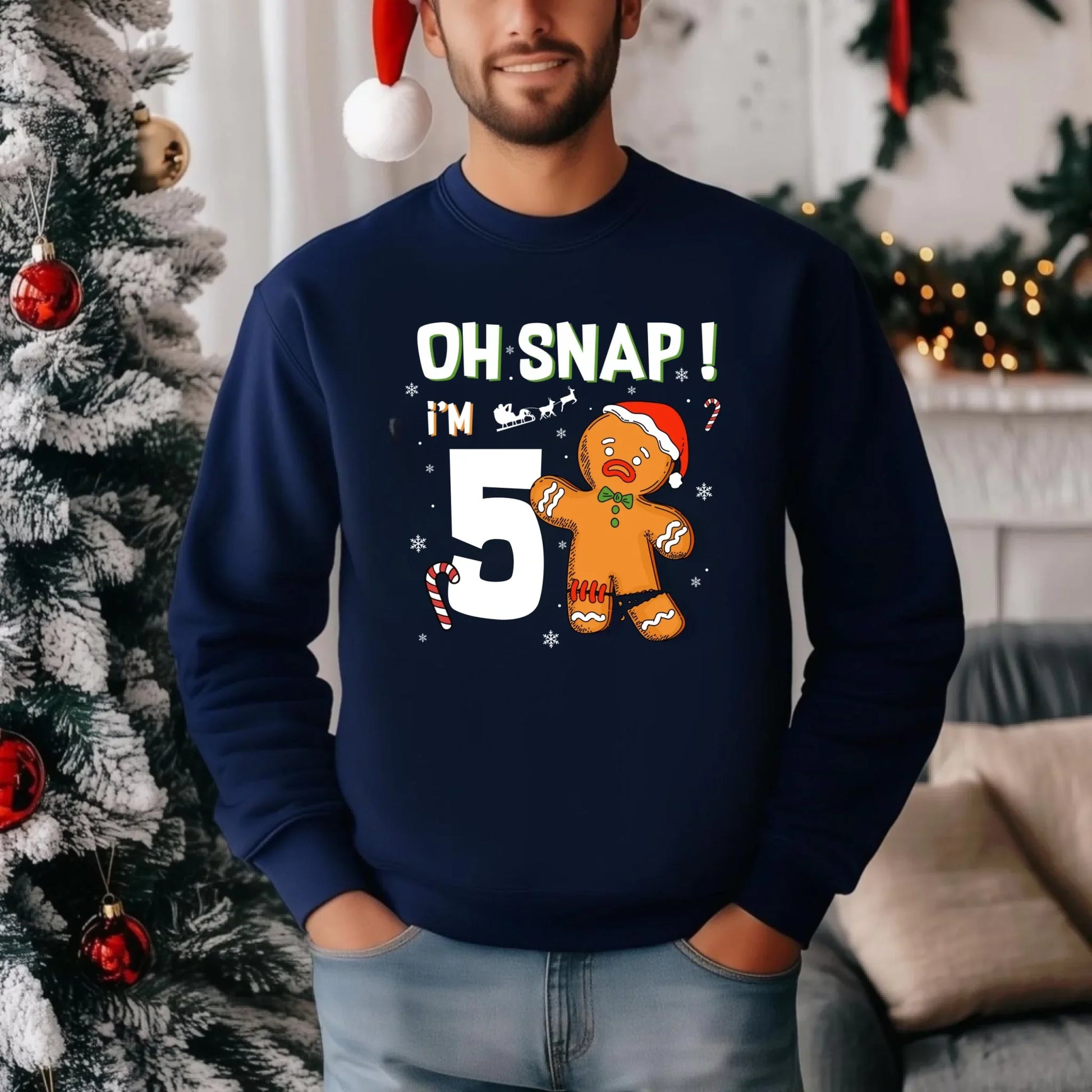 “Oh Snap! I’m [Age]” Gingerbread Christmas Birthday Sweatshirt – Funny Holiday Birthday Shirt Hoodie (Image 5)