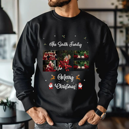 Personalized Merry Christmas Family Photo Sweatshirt – Custom Family Name & Pictures T-Shirts, Hoodie (Image 1)