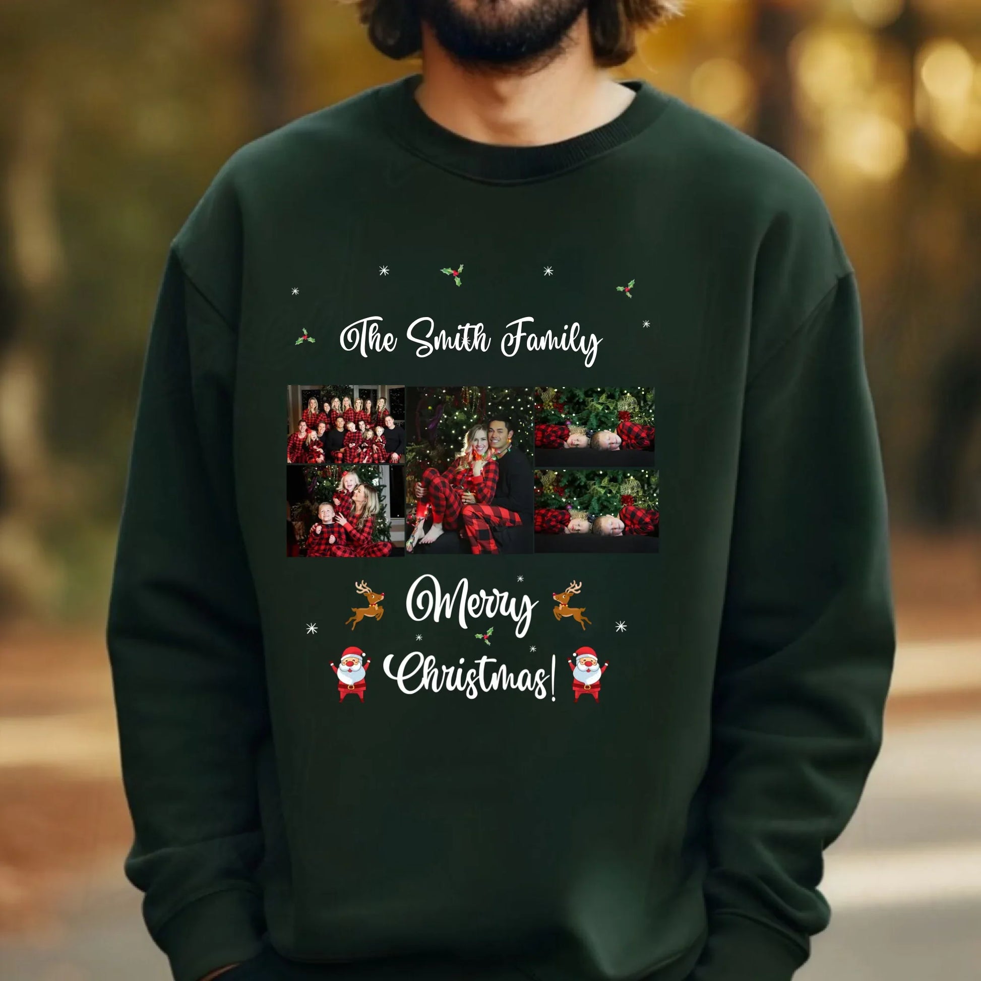 Personalized Merry Christmas Family Photo Sweatshirt – Custom Family Name & Pictures T-Shirts, Hoodie (Image 3)
