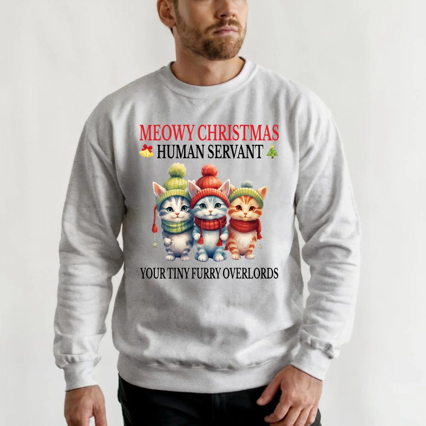 Personalized “Meowy Christmas Human Servant” Sweatshirt – Custom Cat Breeds, Colors & Names T-Shirts, Hoodie (Image 2)