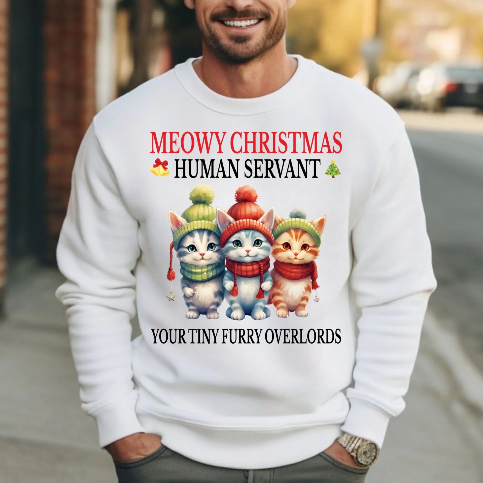 Personalized “Meowy Christmas Human Servant” Sweatshirt – Custom Cat Breeds, Colors & Names T-Shirts, Hoodie (Image 4)