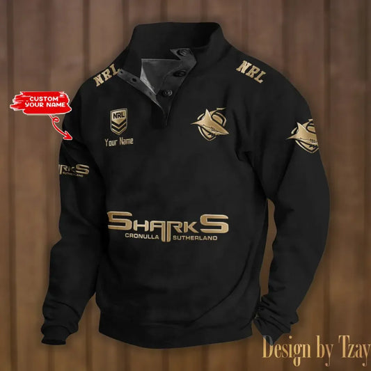 Cronulla Sharks Double Breasted Stand Collar Sweatshirt
