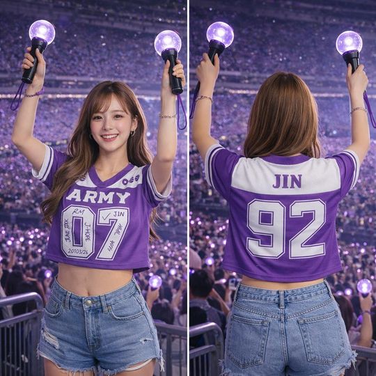 Custom B.T.S World Tour 2026 Crop Top Football Jersey, Personalized Name Number Shirt