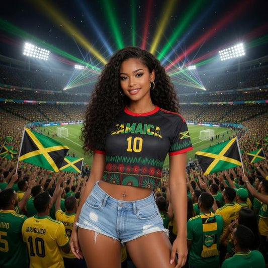 Jamaica Soccer Crop Top Mesh Baseball Jersey, Personalized Jamaica Football Jersey, Custom Name Number Fan Shirt, Women’s Reggae Style Tee, Soccer Gift