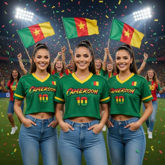 Customized Cameroon Soccer Crop Top, Mesh Baseball Jersey, Personalized Football Fan Shirt