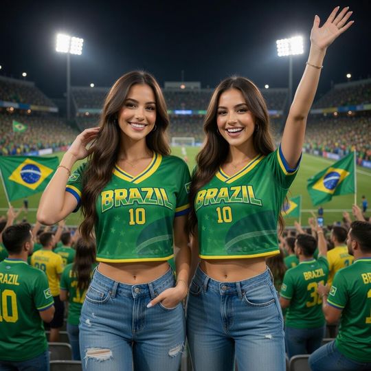 Brazil Soccer Jersey Crop Top - Personalized Name and Number, World Cup Baseball Jersey