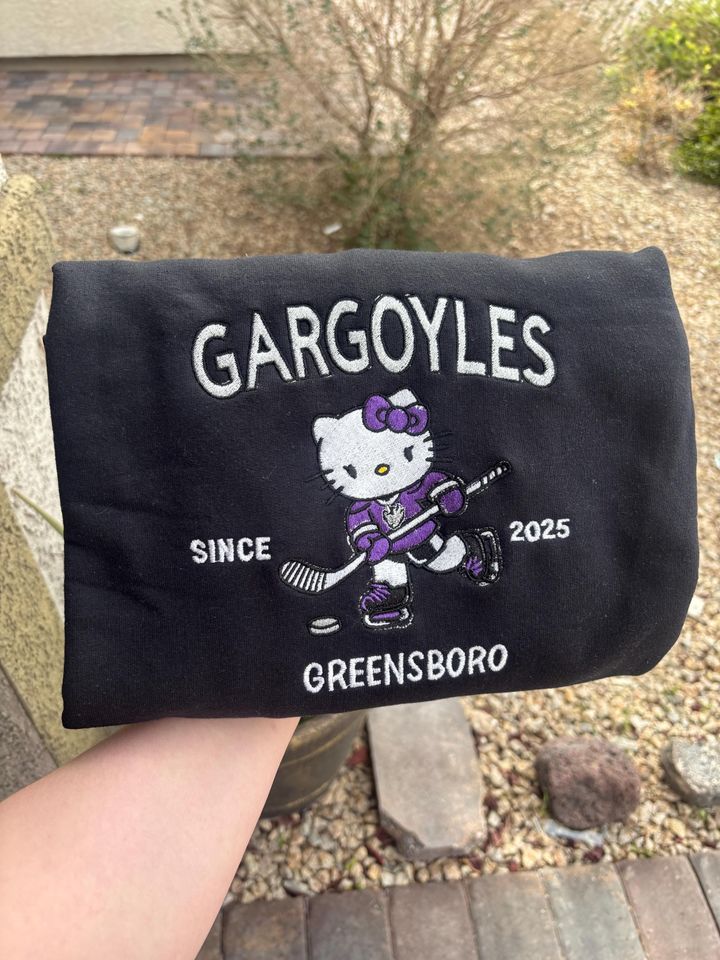 Embroidered Kitty Hockey Sweatshirt