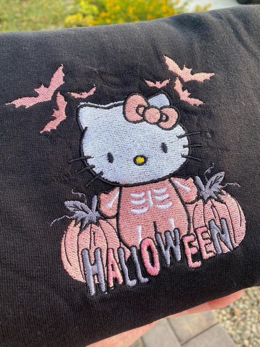 Embroidered Kitty Sweatshirt, Halloween Inspired
