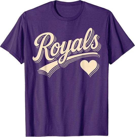 Royals Retro Style Heart Script Name Gift For Men Women Kids T-Shirt