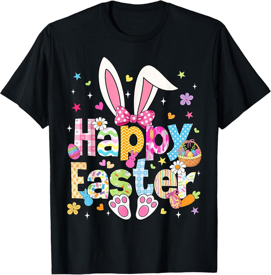 Happy Easter 2026 Cute Bunny Rabbit Easter Day Women Girls T-Shirt