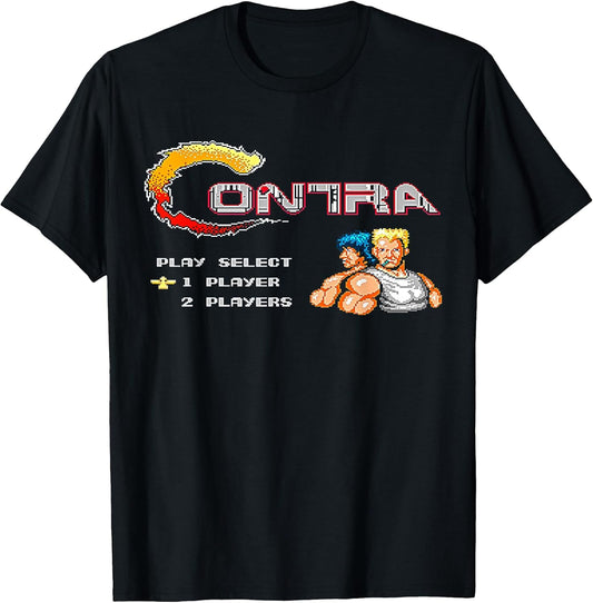 Contra Title Screen Retro Gamer Pixel Warrior Classic Gaming T-Shirt