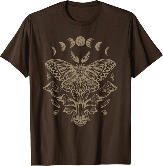 Butterfly Grunge Fairycore Aesthetic Luna Moth Mushrooms Y2K T-Shirt Small