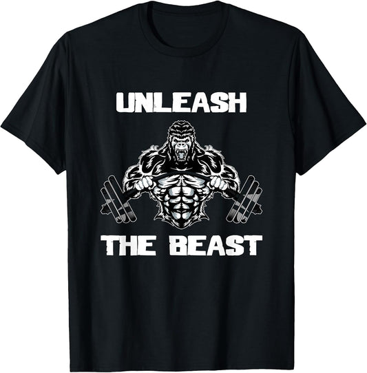 Unleash The Beast Gorilla Bodybuilding Motivational Gift T-Shirt
