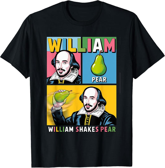 Funny William Shakes Pear Literary Pun Pop Art Comic Style T-Shirt