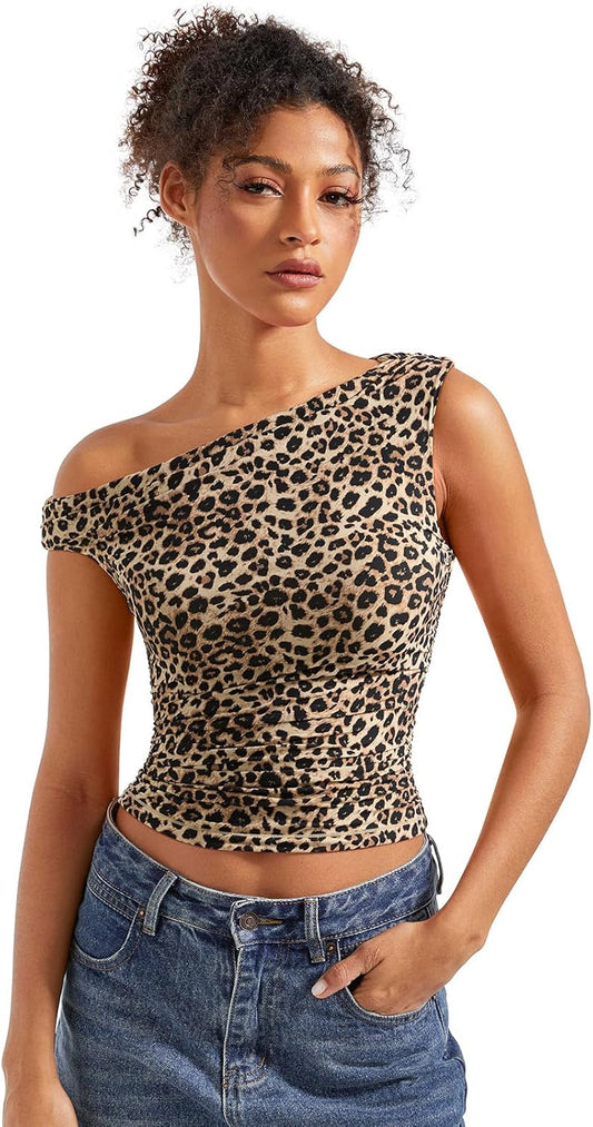 Women Off Shoulder Tops Sleeveless Shirts Y2K Going Out Crop Tank Top