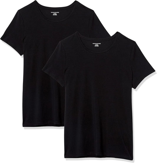 Women's Regular-Fit Short-Sleeve T-Shirt (Crewneck and V-Neck Options), Multipacks