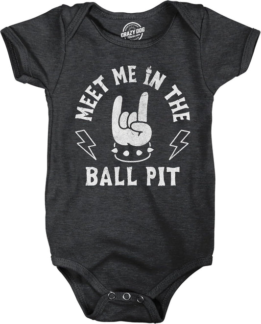 Meet Me In The Ball Pit Baby Bodysuit Funny Sarcastic Metal Music Graphic Jumper for Infants