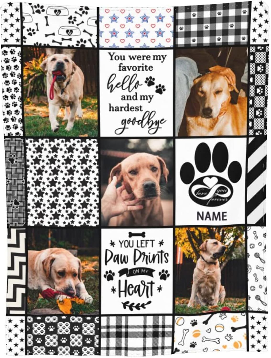 Funnylife Custom Dog Photo Memorial Blanket Personalized Pet Memorial Gifts for Dogs Loss of Pet Sympathy Gift Bereavement Remembrance Picture Blanket 30" x 40"