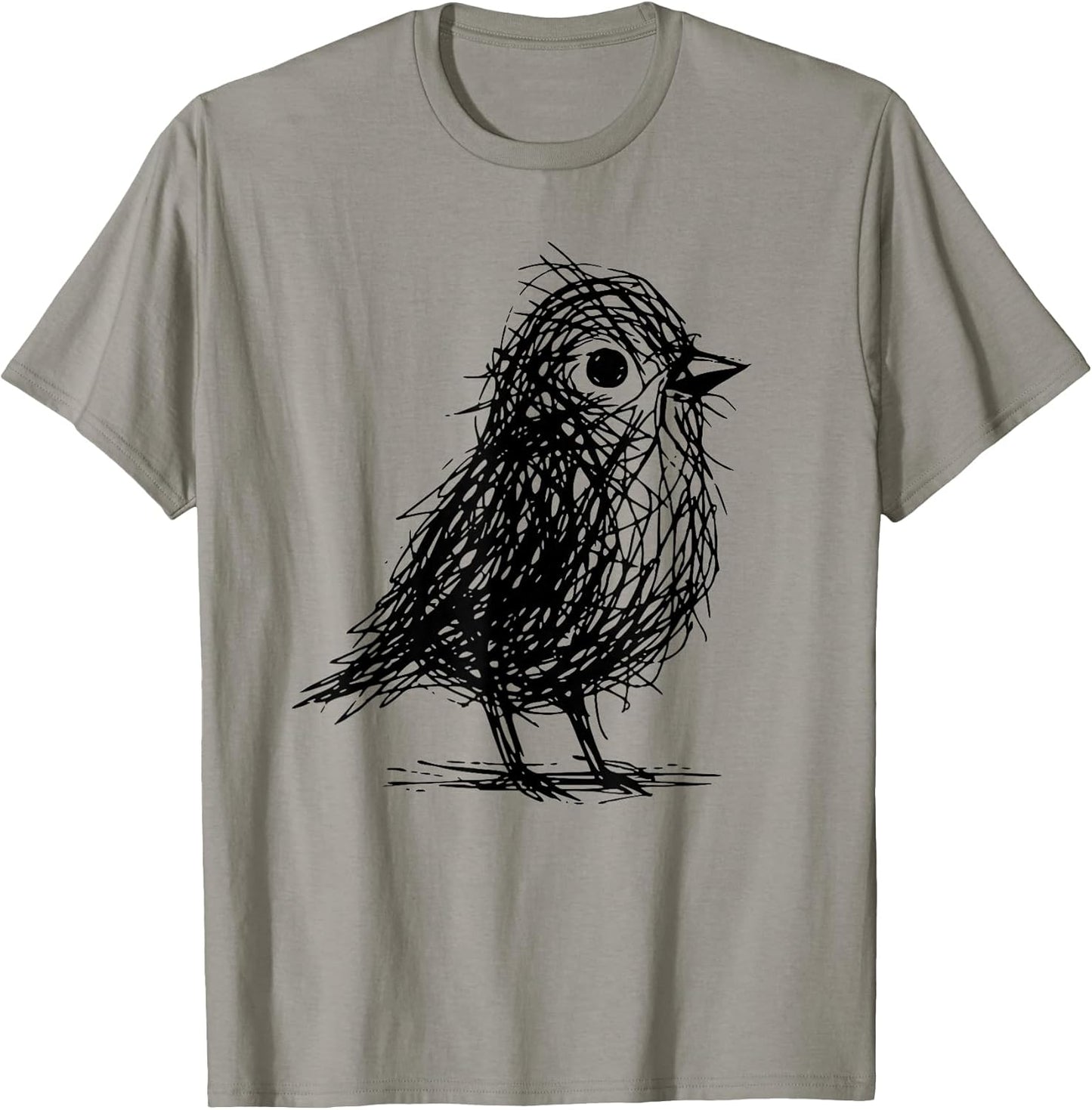 Minimal Line Art Minimalist Abstract Sketch Scribble Bird T-Shirt