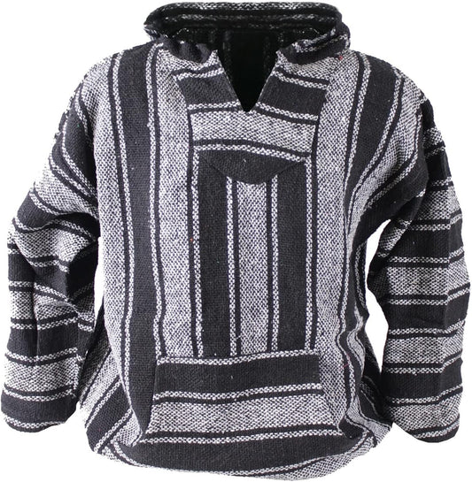 Striped Woven Baja Jacket Coat Hoodie