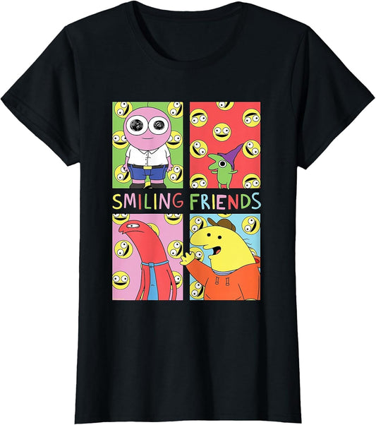 Pop Art Character Grid Funny Cartoon T-Shirt